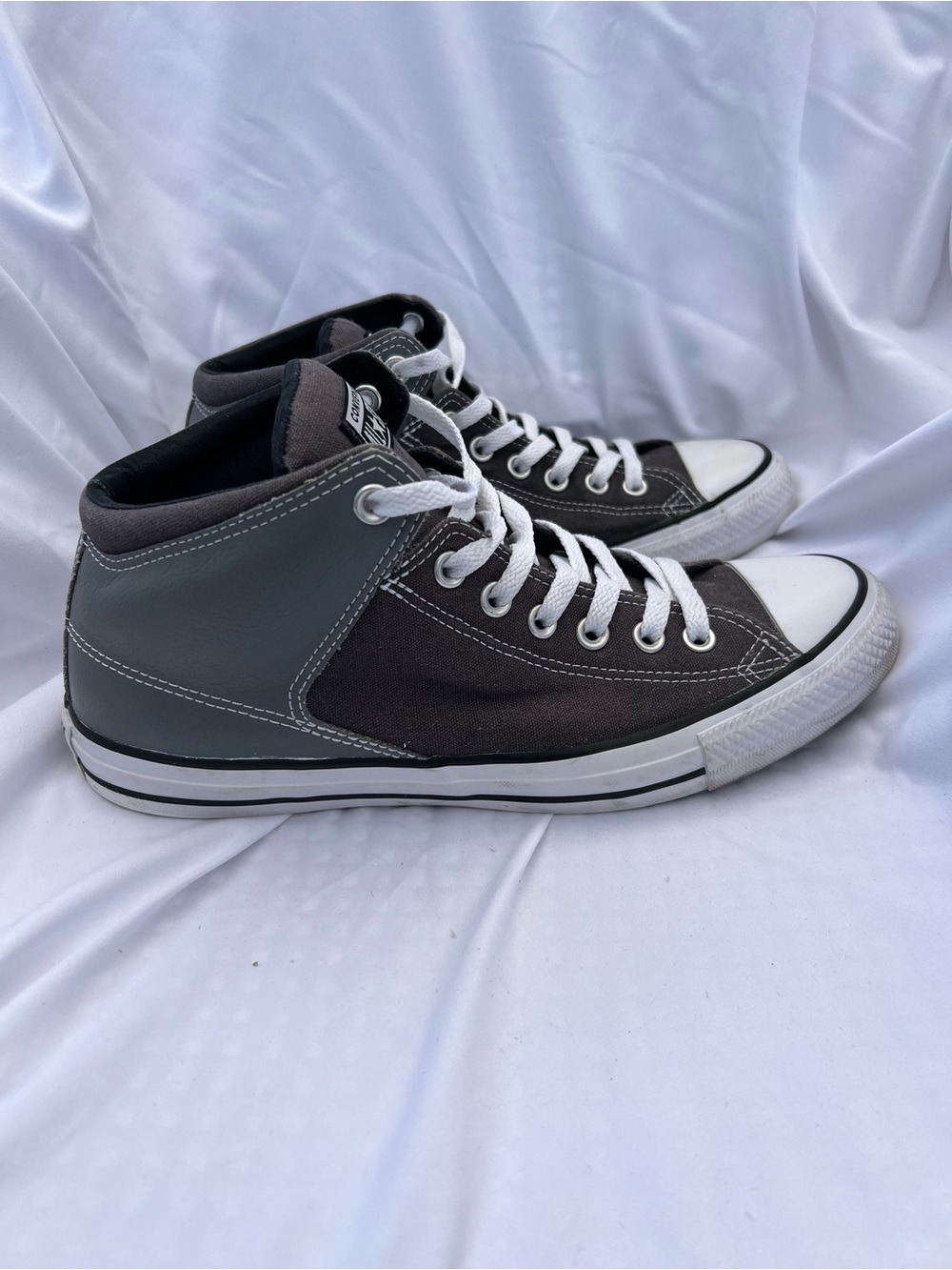 Converse High-Top Sneakers in Black and Gray with White Accents